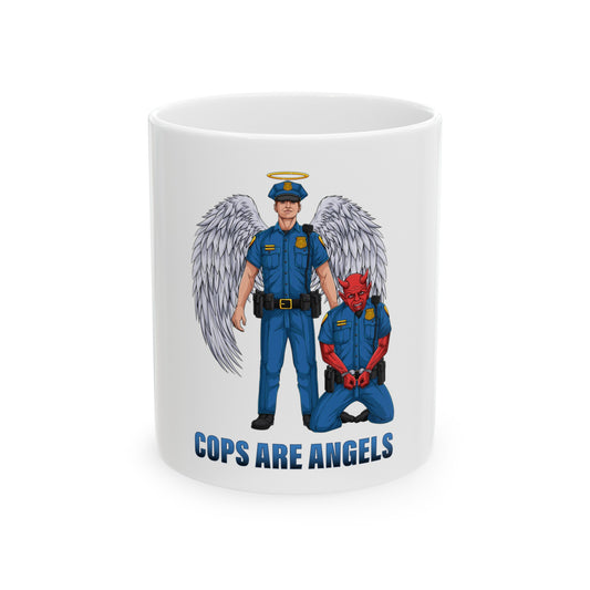 Good Cop Bad Cop Halo Donut White Mug (11oz, 15oz)