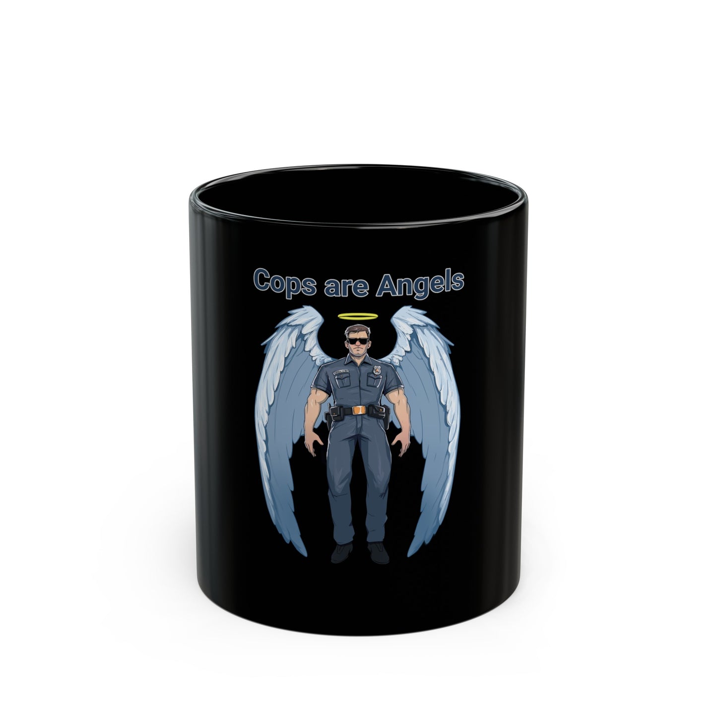 Male Angel Cop Black Mug (11oz, 15oz)