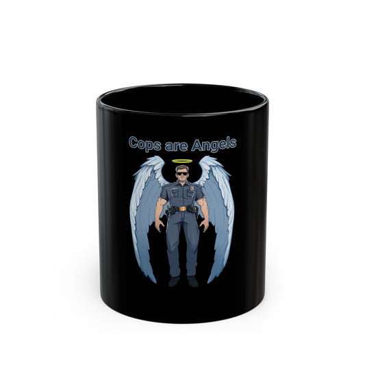 Male Angel Cop Black Mug (11oz, 15oz)