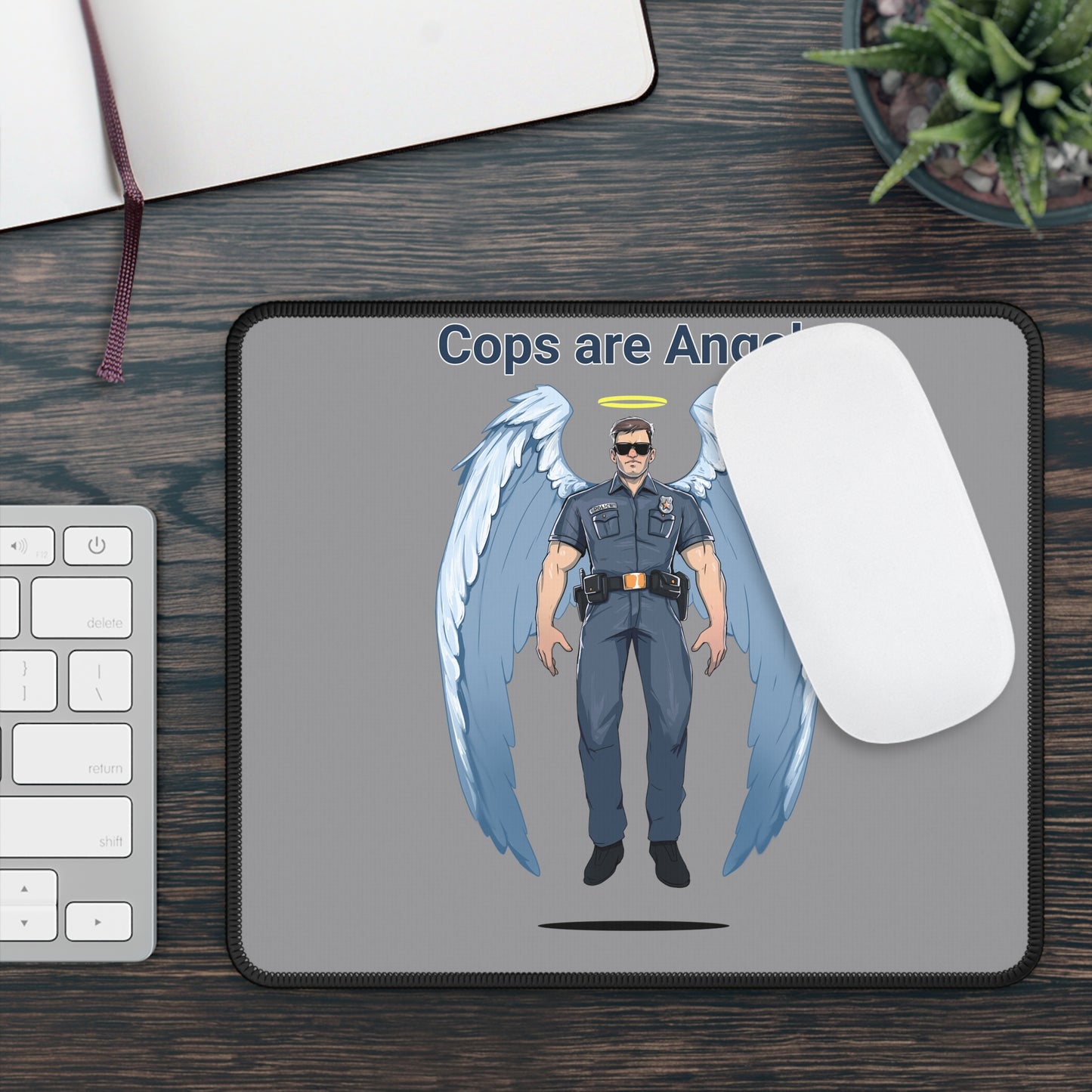 Male Angel Cop Mouse Pad