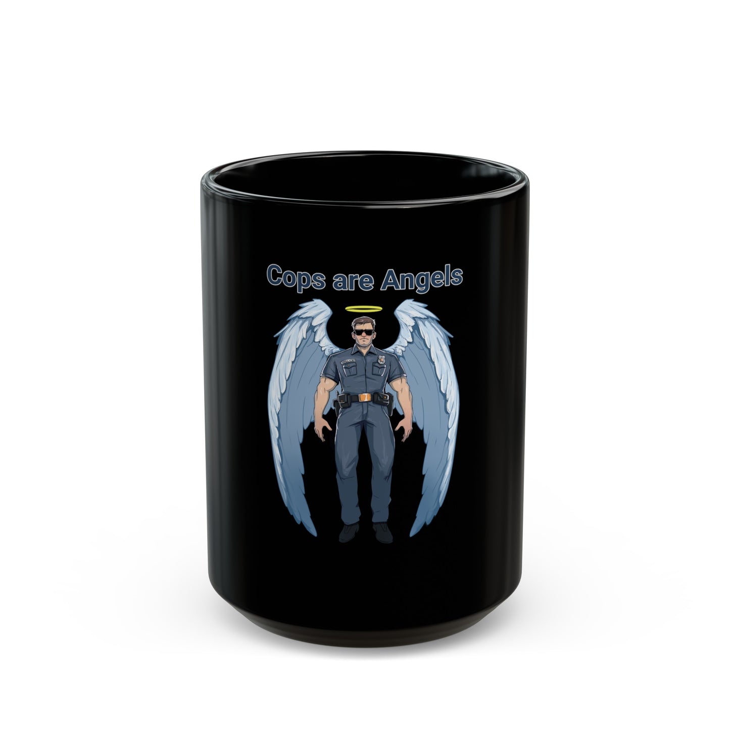 Male Angel Cop Black Mug (11oz, 15oz)